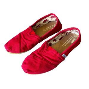 Toms | Women’s Cherry Red Alpargata Style Comfy Canvas Slipper Shoes Size 6